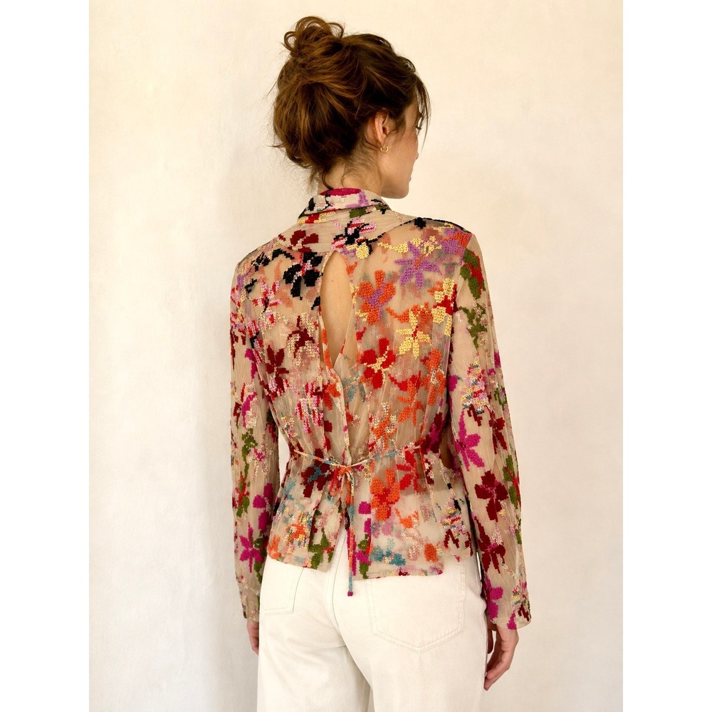 Vintage Dries Van Noten Size 40 S Floral Embroidered Mesh Jacket Archival 2000s - Picture 6 of 8